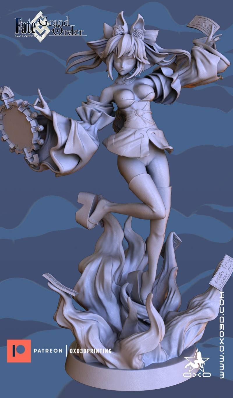 Tamamo no Mae - fate grand order - sfw - nsfw - unpainted - 3d printed model - fan art