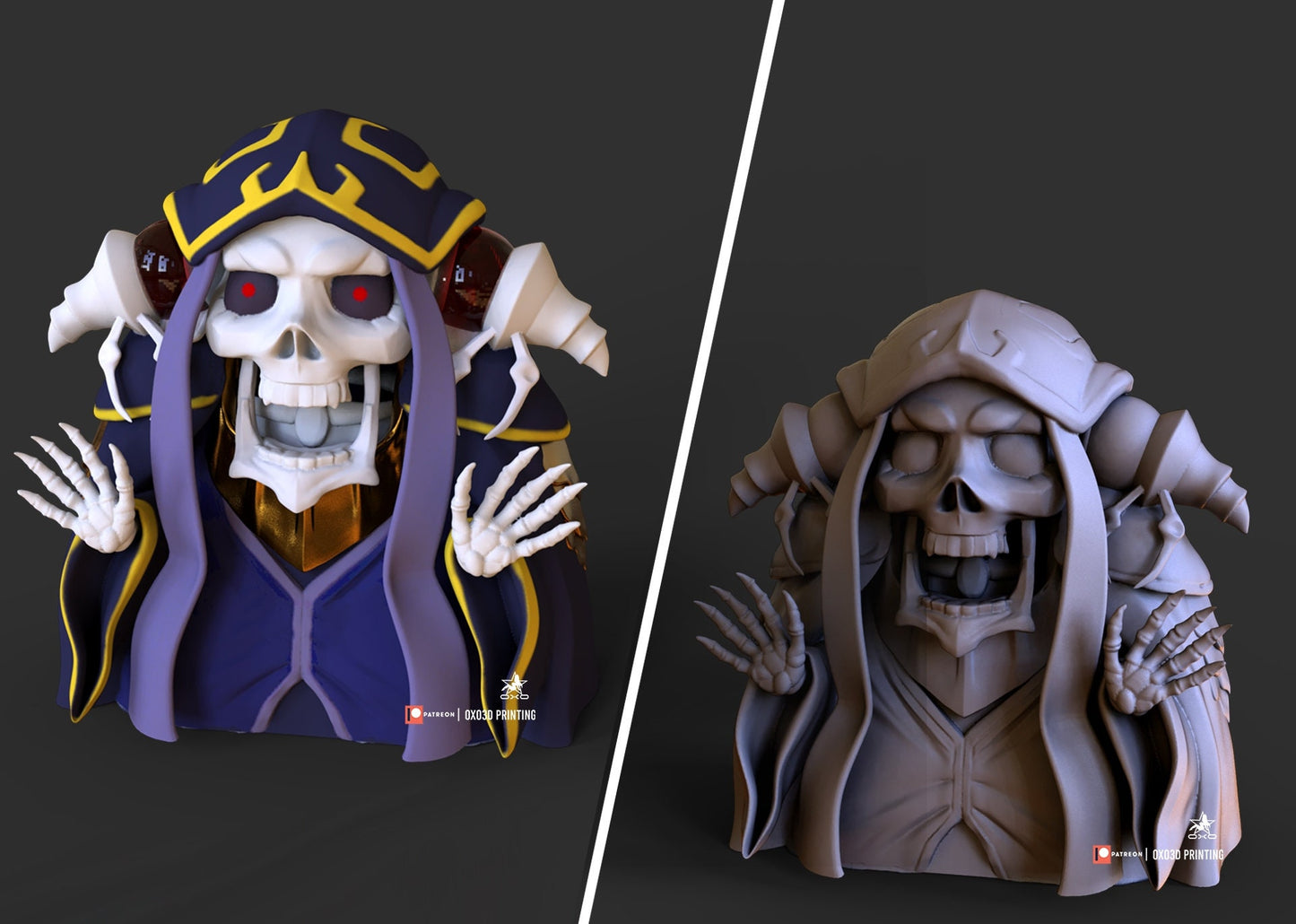 Albedo Overlord w/ Ainz Ooal Gown - sfw - nsfw - unpainted - 3d printed model - fan art