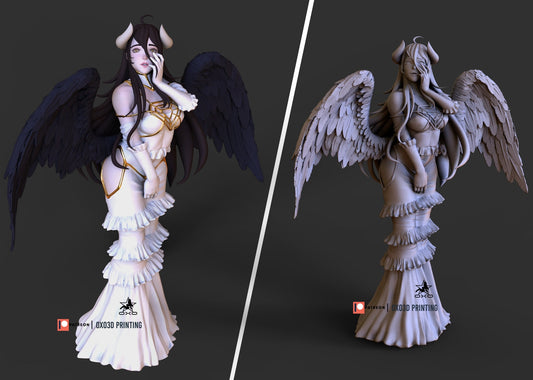 Albedo Overlord w/ Ainz Ooal Gown - sfw - nsfw - unpainted - 3d printed model - fan art