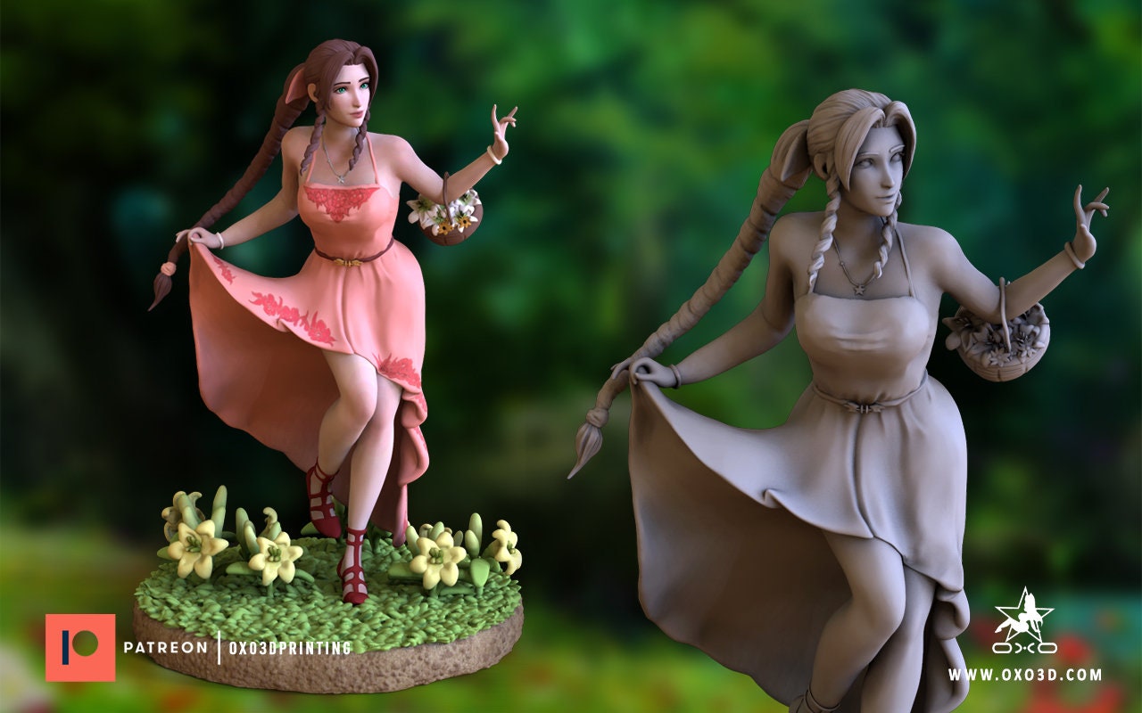 Aerith - Final Fantasy 7 Remake - Sfw - NSFW - Unpainted - 3d printed model - Fan art