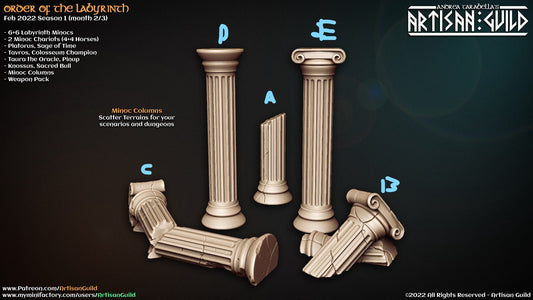 Terrain Columns - Order of the Laybrinth - Artisan Guild - 3d printed - DND - Tabletop rpg - pathfinder - miniatures