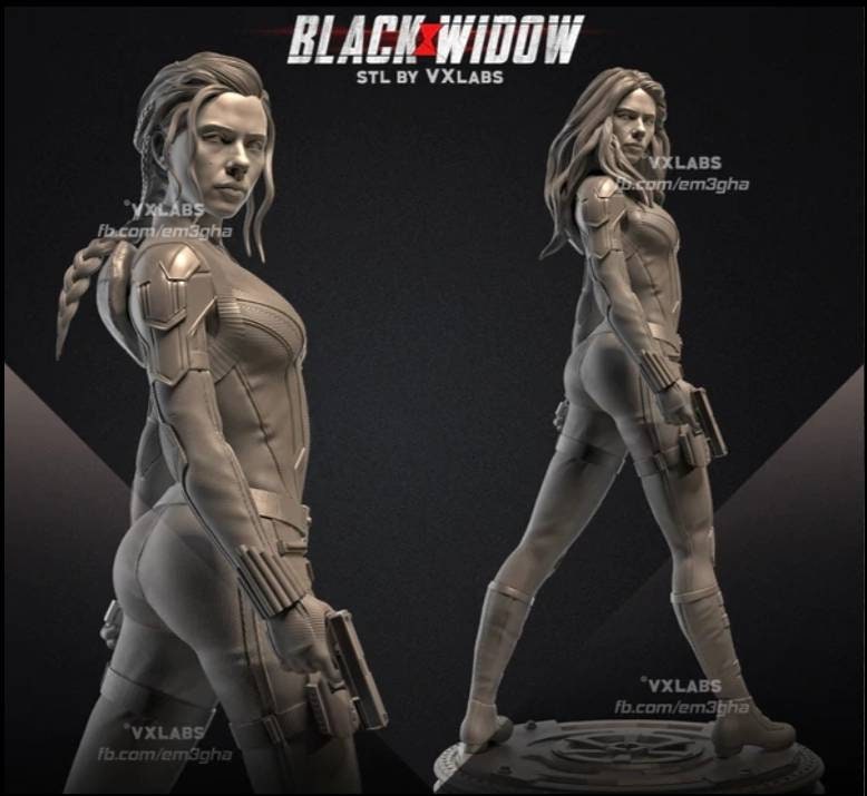 Black Widow - Sexy - scar jo - fan art - unpainted - 3d model