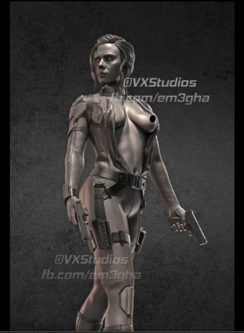 Black Widow - Sexy - scar jo - fan art - unpainted - 3d model