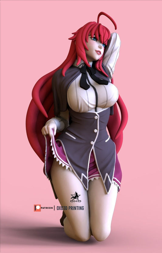 Rias Gremory Kneeling - Sfw - NSFW - Unpainted - 3d printed model - Fan art