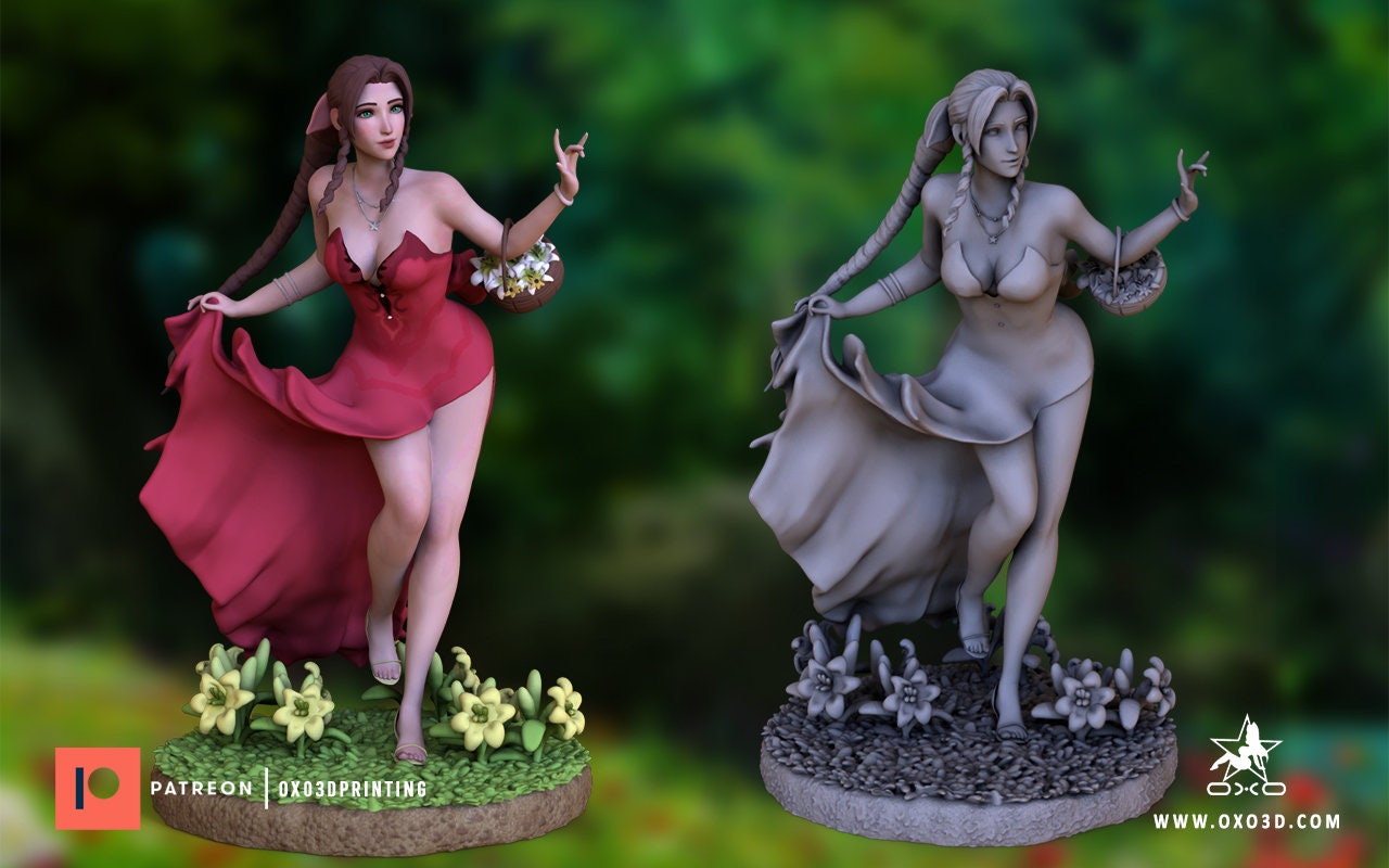 Aerith - Final Fantasy 7 Remake - Sfw - NSFW - Unpainted - 3d printed model - Fan art