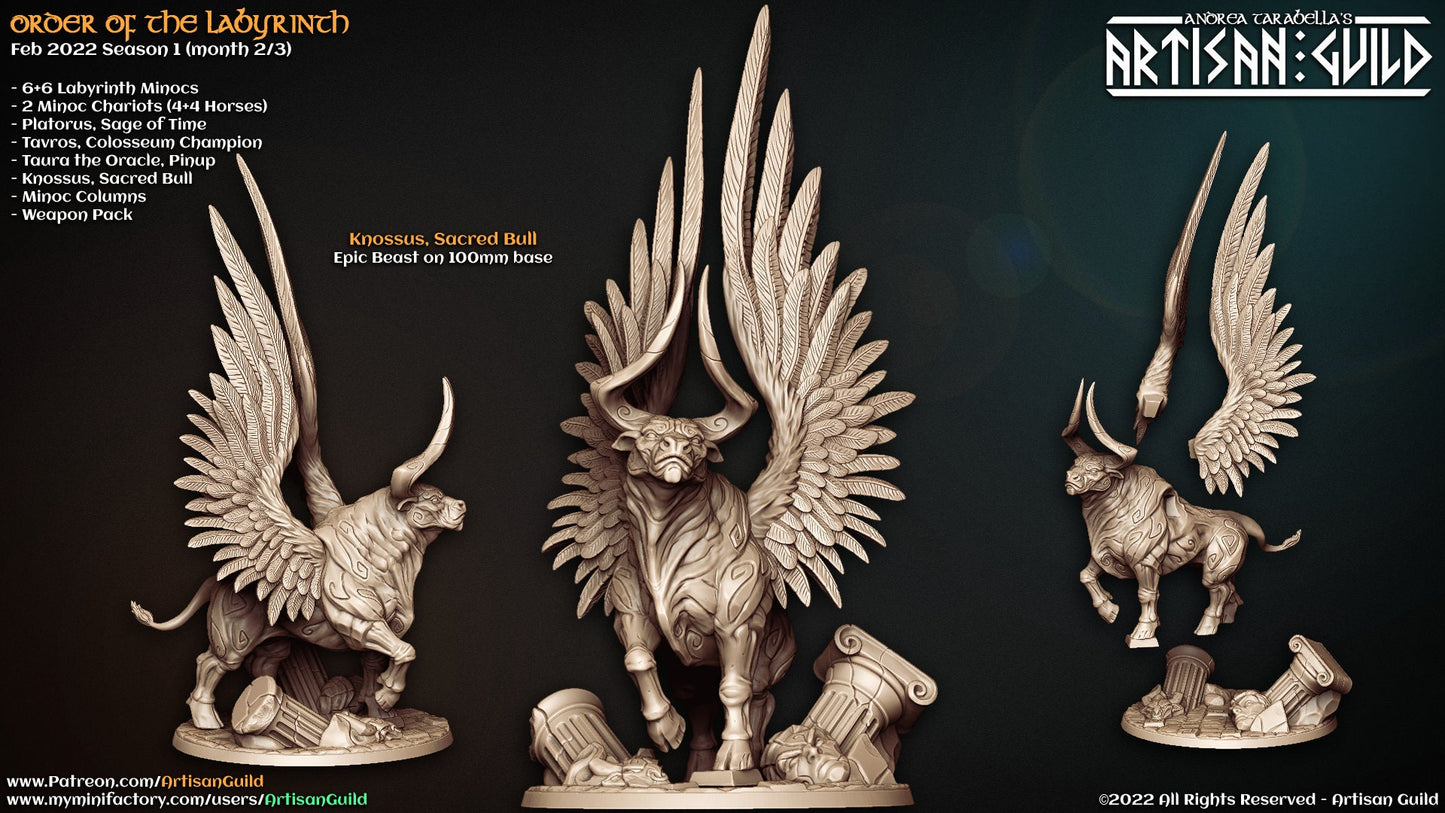 Sacred Bull Knosses  - Order of the laybrinth - artisan guild - 3d printed - dnd - pathfinder - tabletop - RPG - Miniature