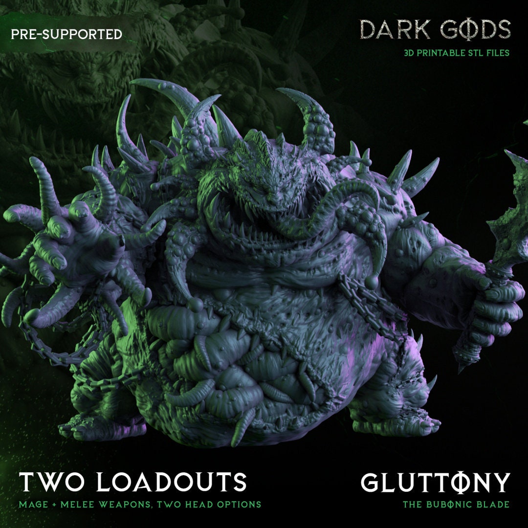 Dark Gods Gluttony - 32mm - 3d printed - fantasy - tabletop- RPG - miniature - unpainted