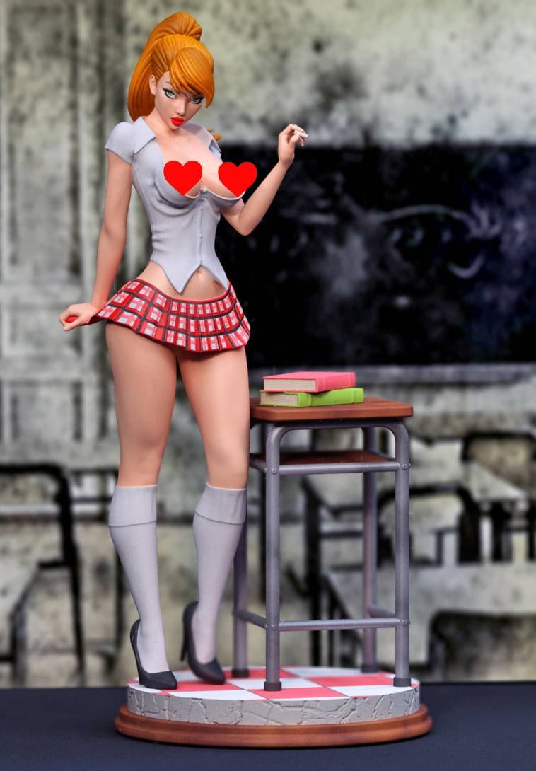 MJ school girl & black cat teacher - Sexy - sfw - nsfw - unpainted - 3d printing model kit.