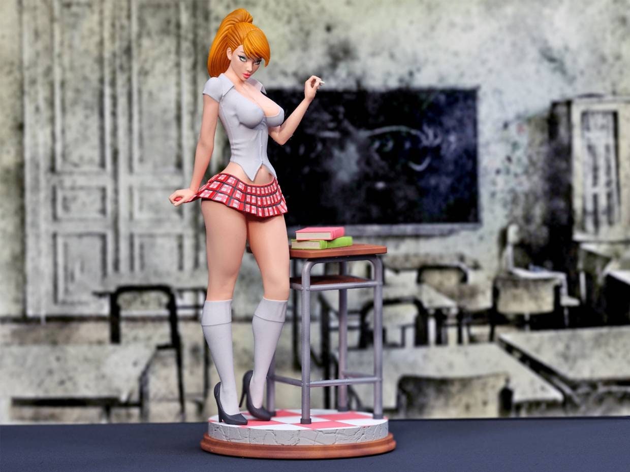 MJ school girl & black cat teacher - Sexy - sfw - nsfw - unpainted - 3d printing model kit.