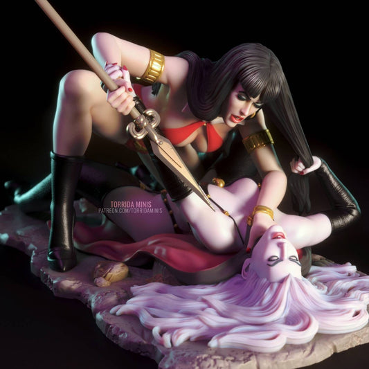 Vampirella vs lady death - sfw - nsfw - unpainted - 3d printed model - fan art