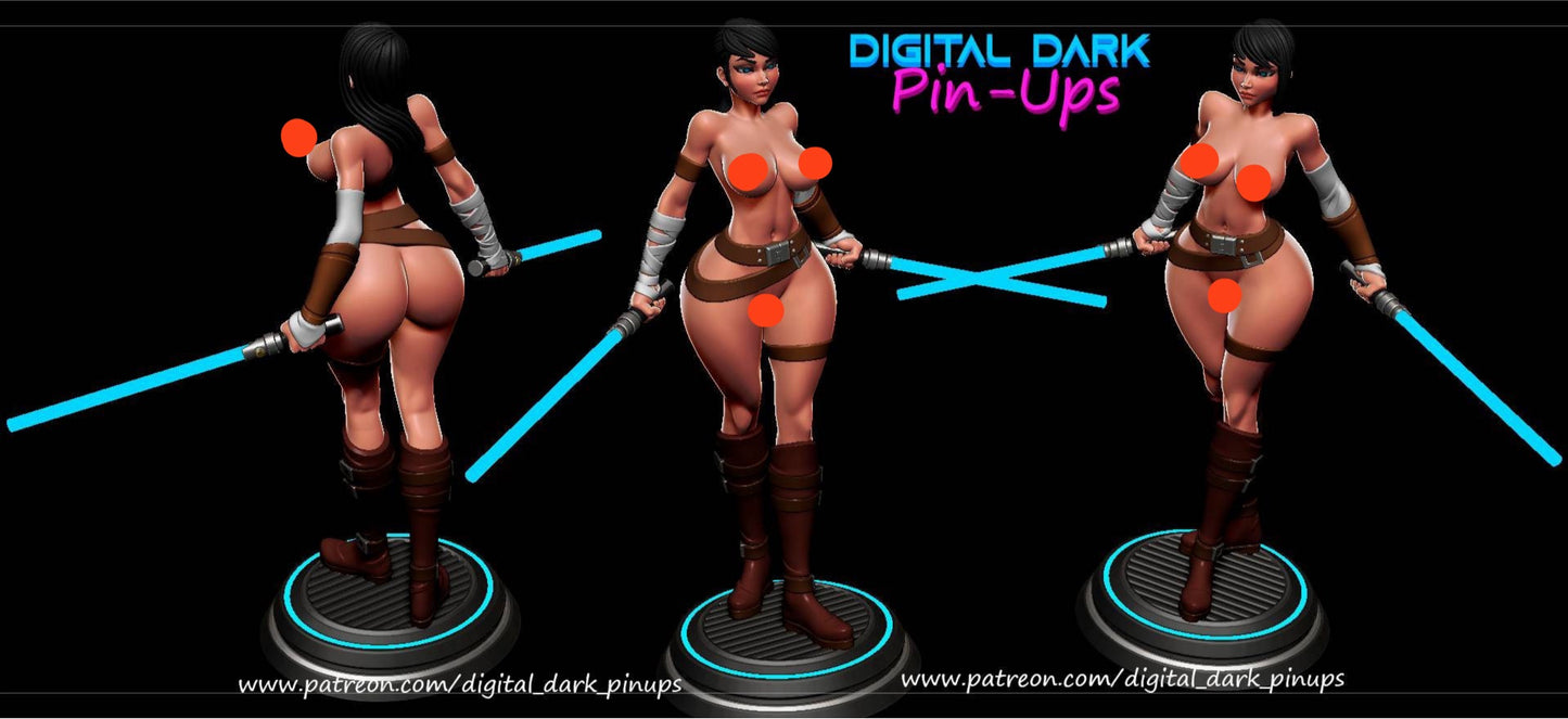 Jedi ‐ Girl - digital - dark - Pinups - Sexy -3d printed - sfw- NSFW - UNPAINTED - 3d printed - figurine