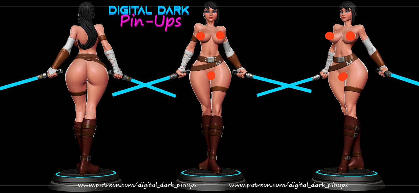 Jedi ‐ Girl - digital - dark - Pinups - Sexy -3d printed - sfw- NSFW - UNPAINTED - 3d printed - figurine