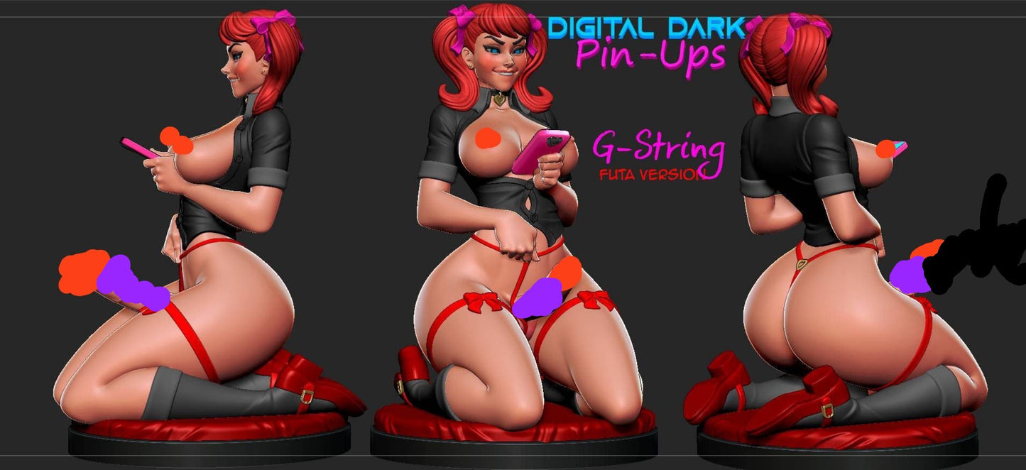 G-string Blondie - NSFW - unpainted -  3d printed - futanari - Digital - Dark - Pinups